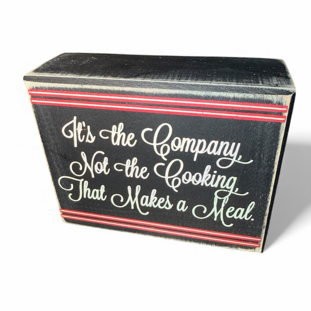 Wood Small Distressed Black Kitchen Meal Sign Great Gift!